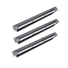 3X 19Inch 1U Cabinet Rack Pass-Through 24 Port CAT