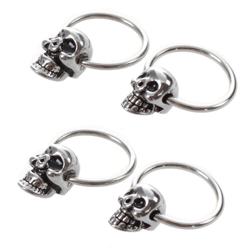 4X Stainless Steel Skull Round Hoop Loop Earrings
