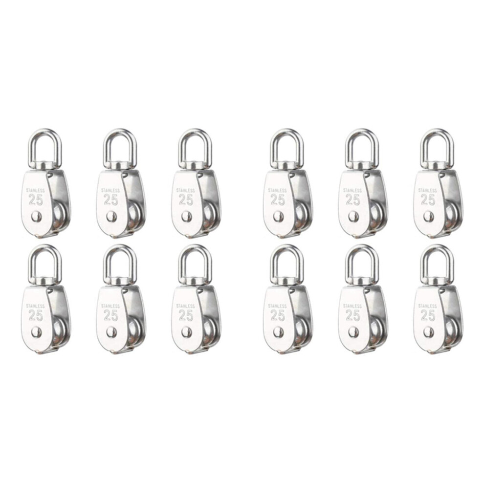 12 Pack M25 Lifting Single Pulley Roller,304 Stain 4854184403609