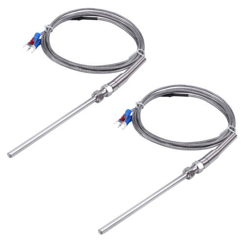 2X Steel Temperature Probe Pt100 RTD Sensor Cable 1