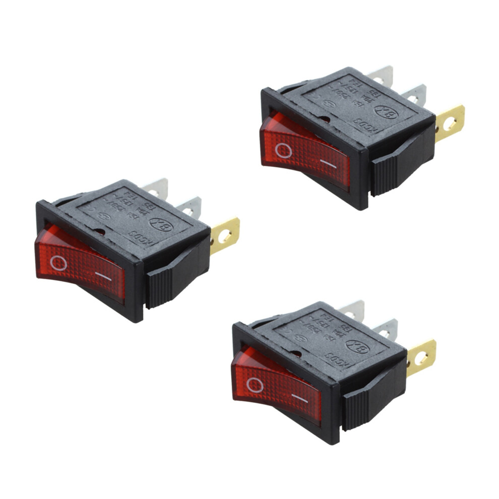 3X Rocker Switch On Off Bright Bipolar 28X10mm 250 Black/Red 4854184407249