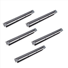 5X 19Inch 1U Cabinet Rack Pass-Through 24 Port CAT