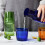 2X Transparent Candy Color Glass Teacup Set Simple 4