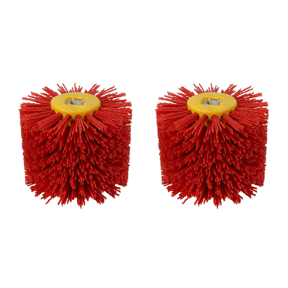 2X Red Abrasive Wire Drum Brushes Deburring Polish 4854184475958