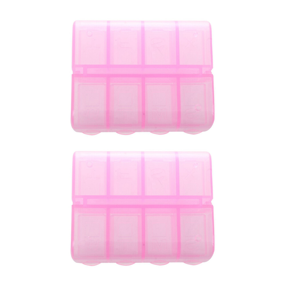 Semoic 2X Plastic Rectangle 8 Compartments Medicine Pill