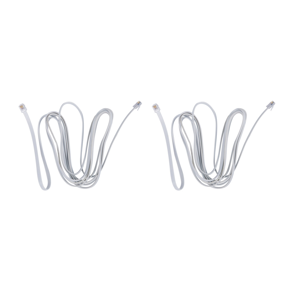2X 6P6c Rj11 Telephone Extension Fax Modem Cable L White 4854184445968
