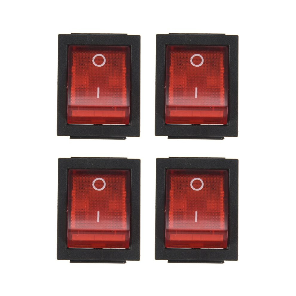 4X 4 Pin Dpst On/Off Snap In Rocker Swit Red/Light 4851335349656