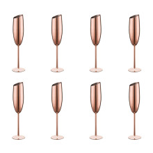 Set of 8 Stainless Steel Champagne Wine Flutes Gla