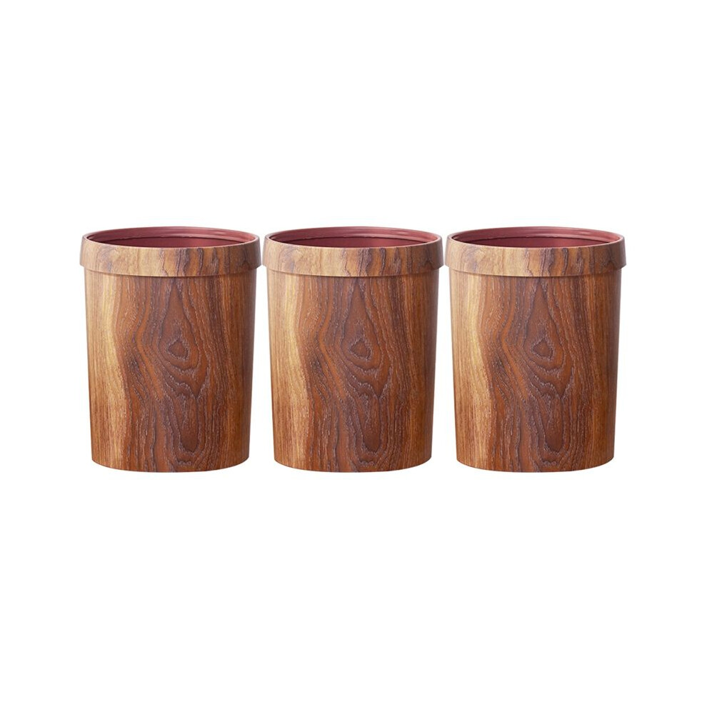 3X Retro Wood Trash Can Household Living Roo Grain 4851335349540