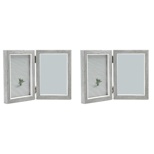 2X Double Picture Frame 4X6in Rustic Grey Photo Fr 1