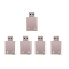5X USB Sound Card 7.1 External to Jack 3.5mm Headp