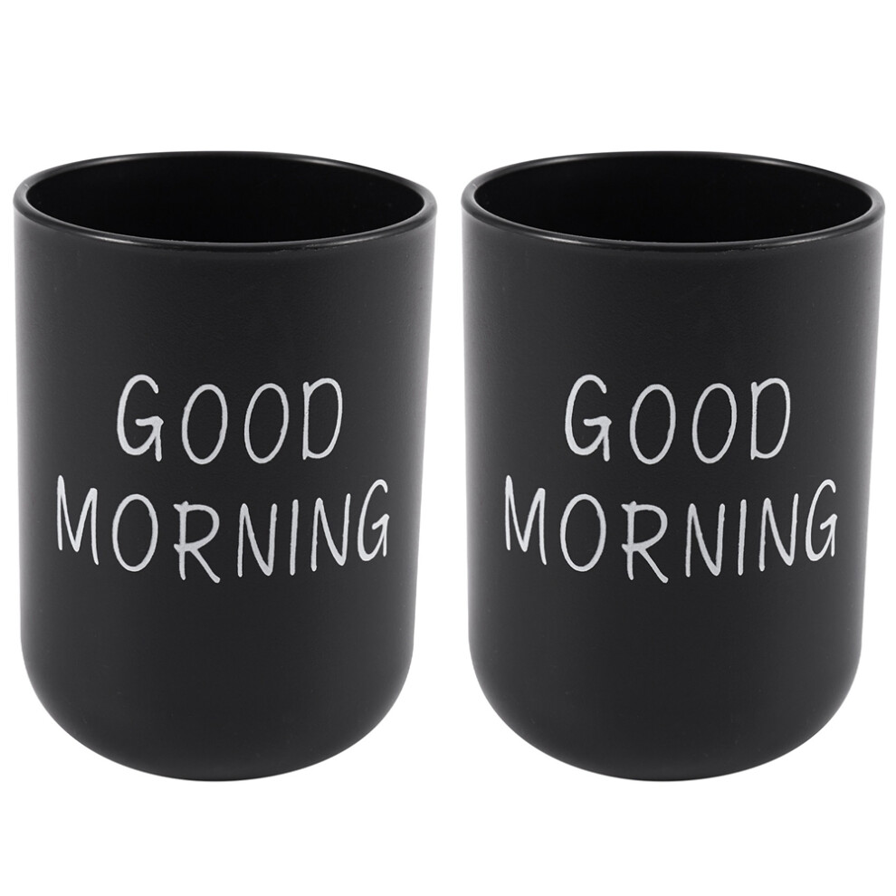 2X Home Bathroom Toothbrush Toothpaste Holder Roun White/Black Semoic