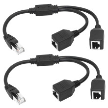 2X RJ45 1 Male to 2 Female Ethernet Splitter Cable