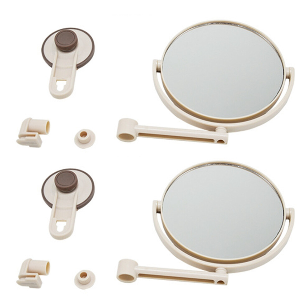 Semoic White 2Pcs Bath Mirror Cosmetic 1X/3X Magnification Suct