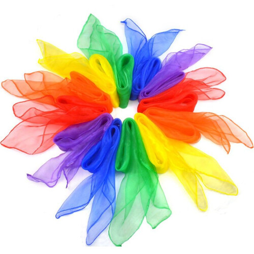 48Pcs Square Juggling Silk Dance Scarves Magic Tri 2