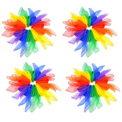 48Pcs Square Juggling Silk Dance Scarves Magic Tri 1