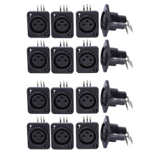 40Pcs Black XLR 3Pin Female Jack Panel Mount Chass