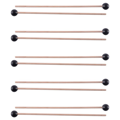 10Pcs Soft Rubber Head Sticks Wood Handle Bell Mal 1