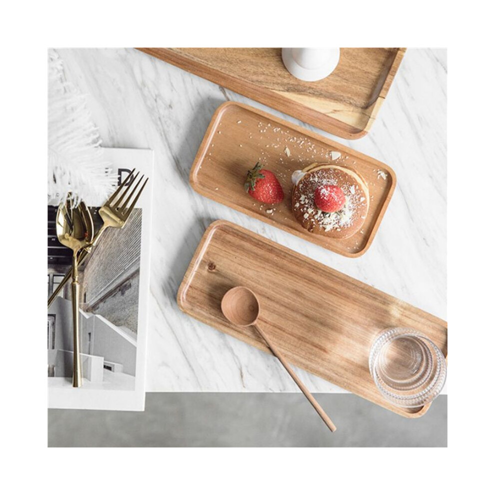 5X Serving Tray, Rectangular Solid Wood Flat Botto