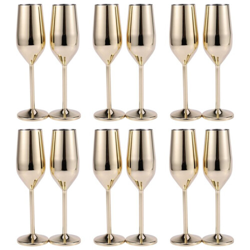 12Pcs Shatterproof Stainless Champagne Glasses Bru 1