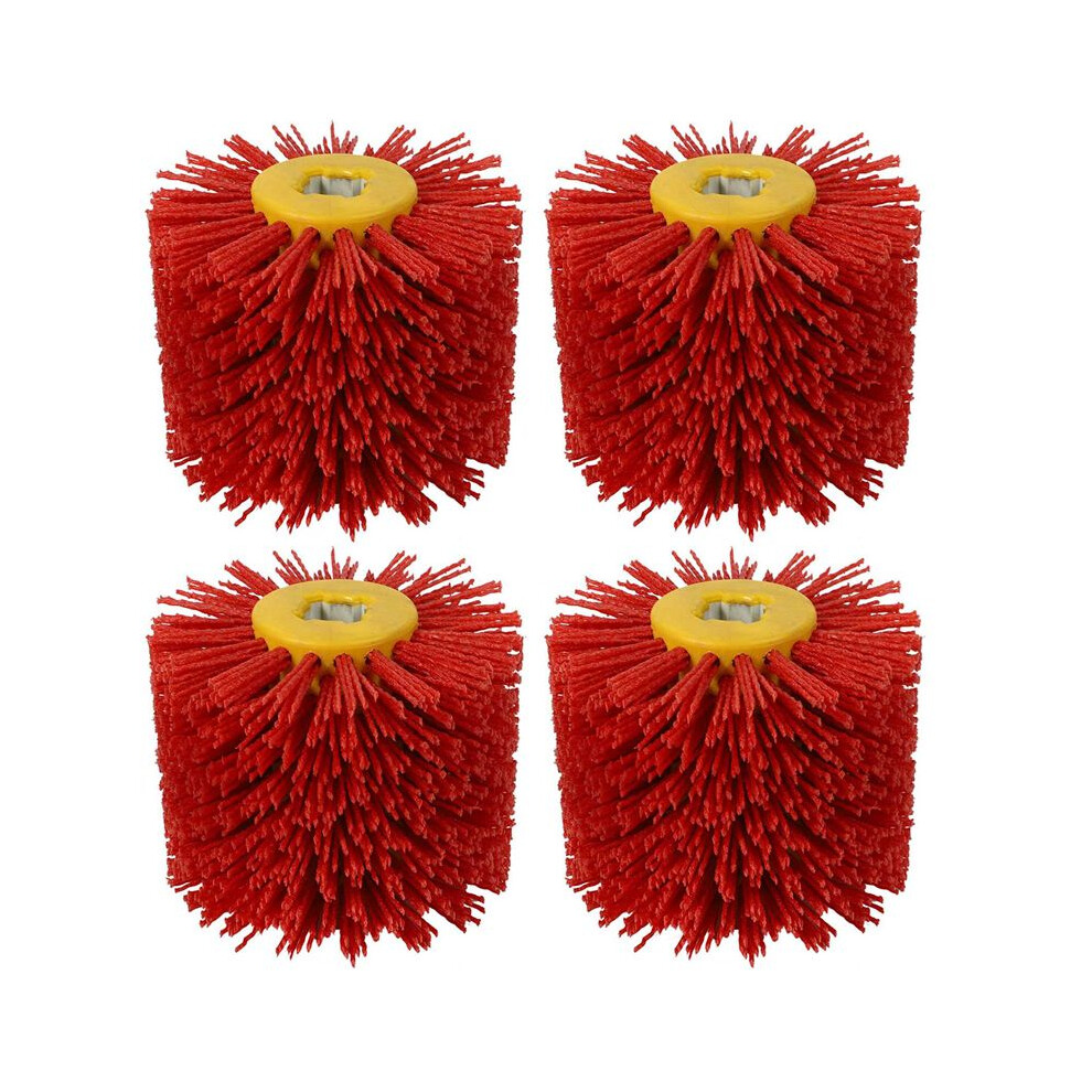 4X Red Abrasive Wire Drum Brushes Deburring Polish 4851335370193