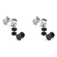 Jewelry Men Earrings, Circle Ear Studs, 6mm 4 Pair