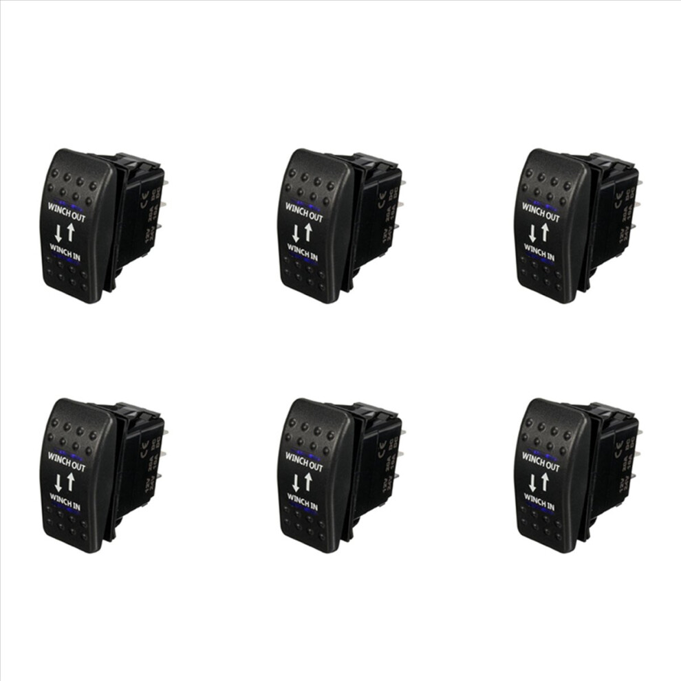 6X 12V 20A Winch In Out On-Off-On Rocker Switch 7 Black 4851335392560