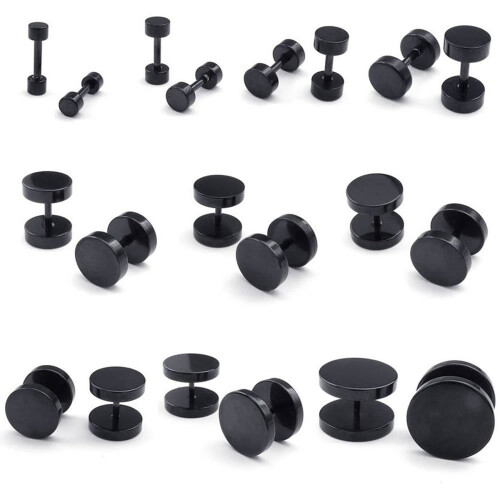 Jewelry Men Earrings, Circle Ear Studs, 6mm 4 Pair 2
