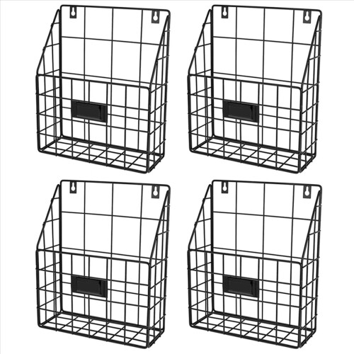 4X Wire Mail Basket - Wall Mounted Hanging Folder/