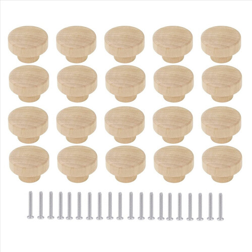 60Pcs Round Unfinished Wood Drawer Knobs 35mm Dia 2