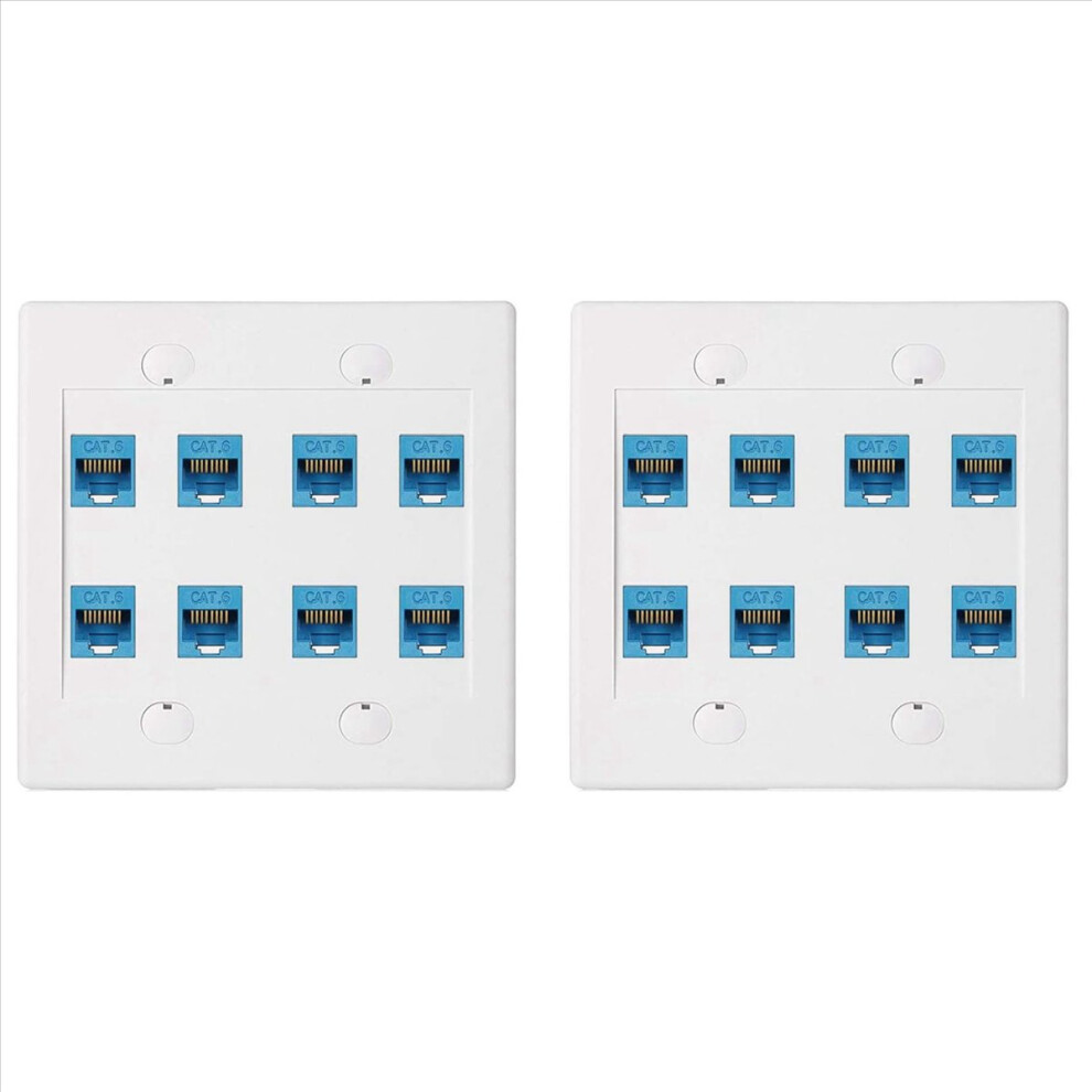 2X Ethernet Wall Plate 8 Port - Double Gang Cat6 R 4851335390740