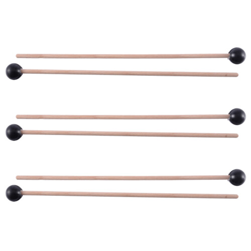 6Pcs Soft Rubber Head Sticks Wood Handle Bell Mall 1