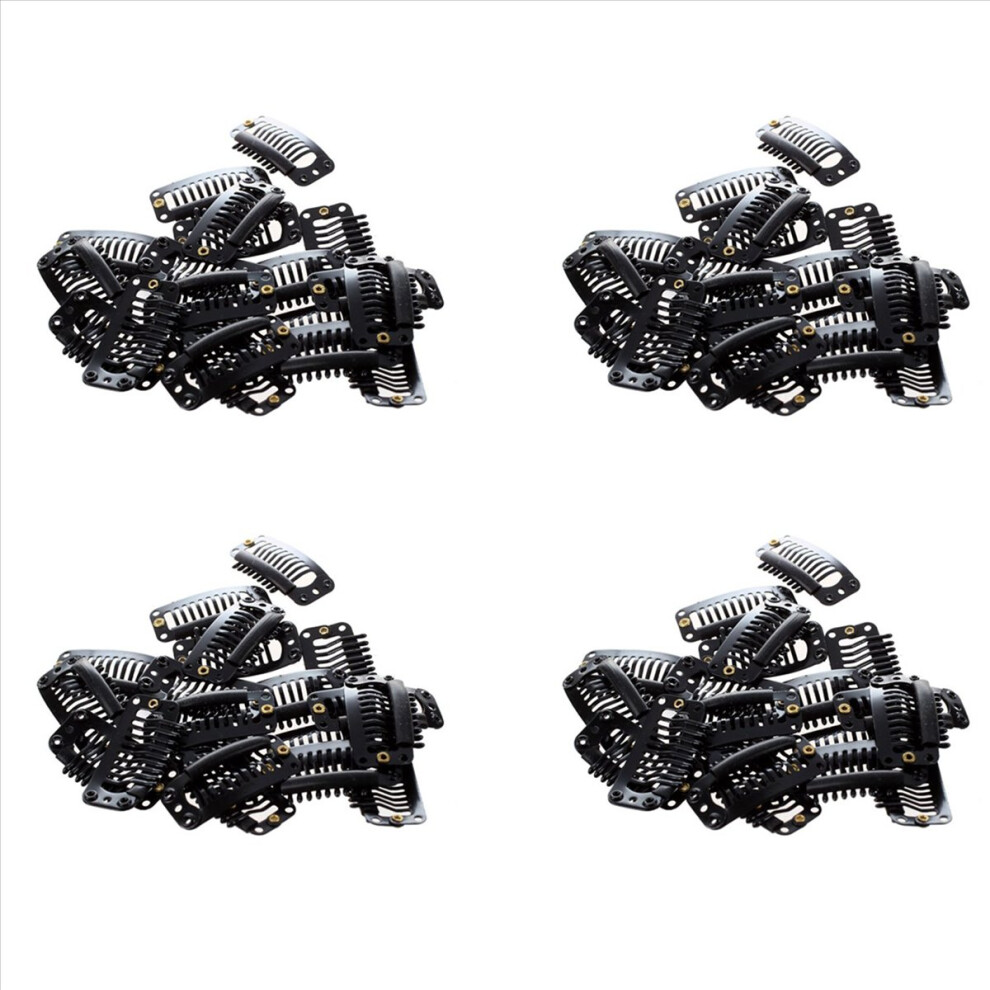 Semoic Unisex Black 80Pcs Nine-Tooth Clip For Hair Extension Sna