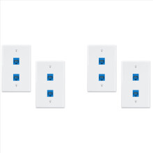 4-Pack 2 Port Ethernet Wall Plate, RJ45 Cat6 Femal