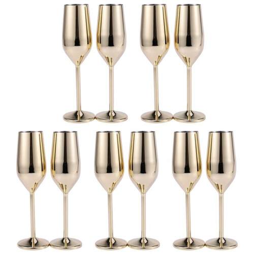10Pcs Shatterproof Stainless Champagne Glasses Bru