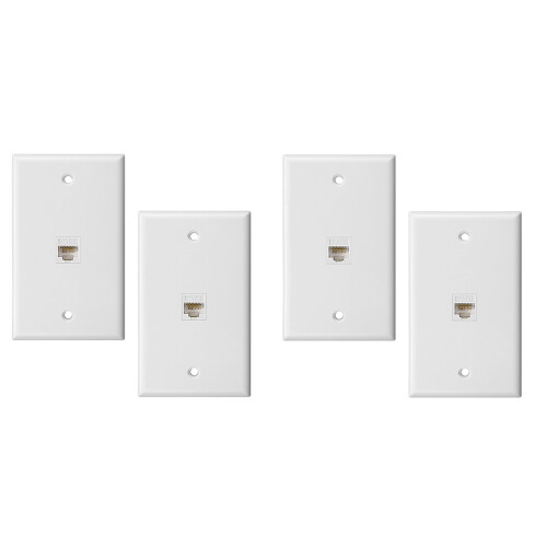 4-Pack 1-Port Ethernet Wall Plate, Jack Plate with