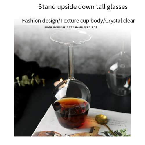 2X Long Stem Upside Down Wine Glass Funky Stemmed 2