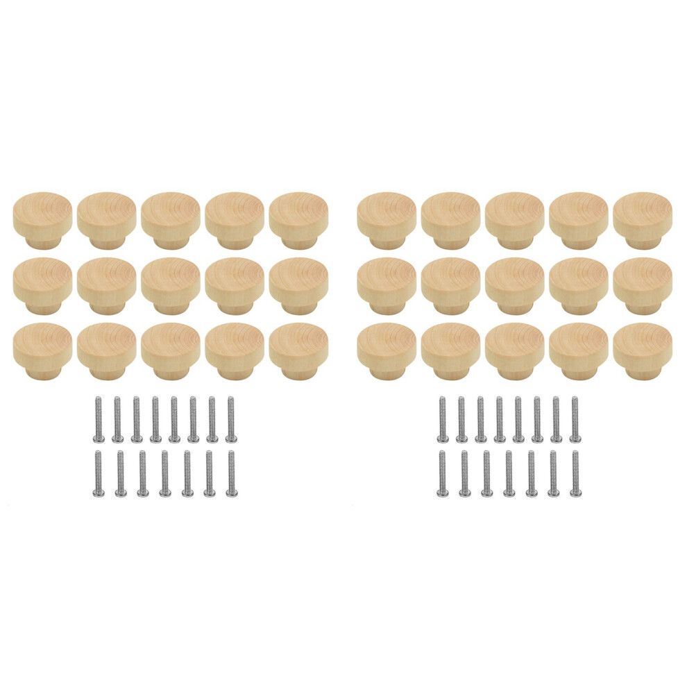 30Pcs Wooden Drawer Knobs, Furniture Cupboard Knob 4852142800118