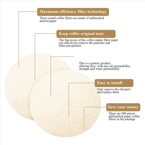 1000Pcs Replacement Paper Filters Round Coffee Mak 2