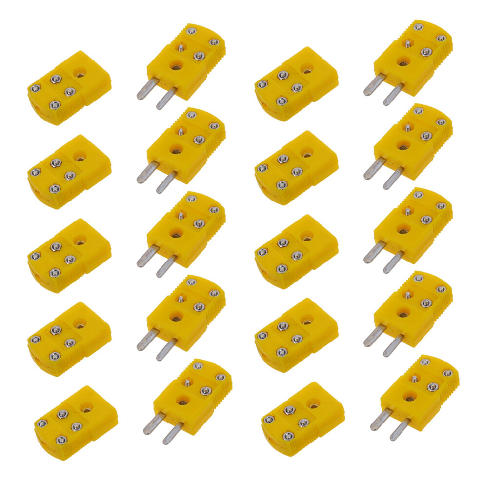 20X Plastic Shell K Type Thermocouple Plug Socket Connector Set Yellow 4854179417901