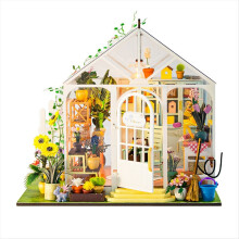 DIY Garden House Book Nook Shelf Insert Miniature Building Kits Wooden Doll House Flower Garden Room Bookshelf B