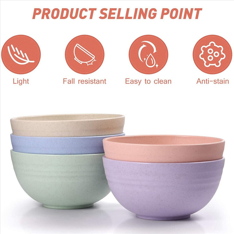 10 PCS 12cm Cereal Bowls Wheat Straw Unbreakable Reusable Bowlad Bowl Soup Bowl Noodle Container Mixing Bowls
