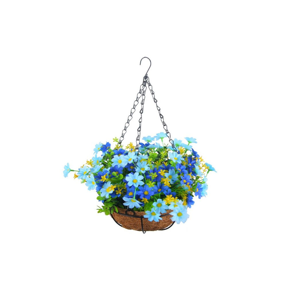 Artificial Hanging Flowers in Basket for Patio Lawn Garden Decor, for the Decoration of Outdoors and Indoors-Blue