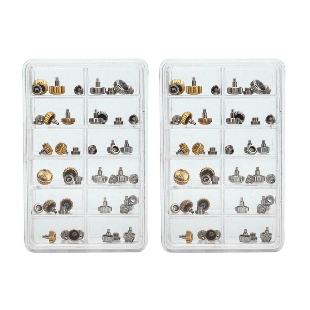 96Pcs Watch Crowns Watch Waterproof Replacement Assorted Repair Tools With Box 4853137768833