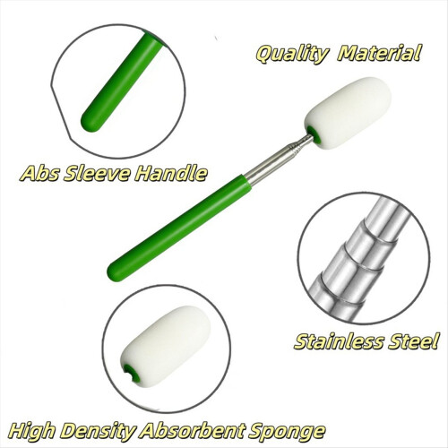 Telescoping Pottery Sponge Ceramic Shaping Tool,Telescoping Sponge Stick with Replacement Heads for Cleanup and Removing 1