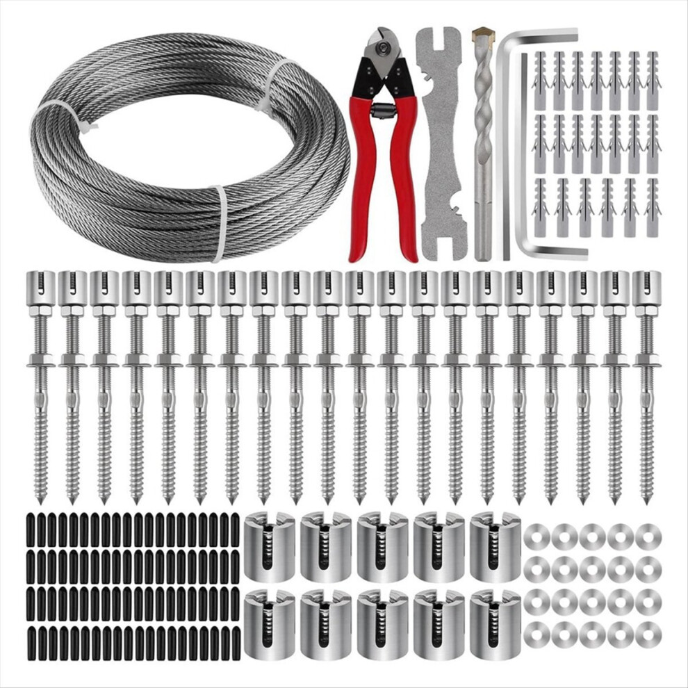 100Ftgarden Wire Trellis For Climbing Plants, Stainless Steel Garden Trellis Wire Ropes System Kit For Plants Vines 4852463382744