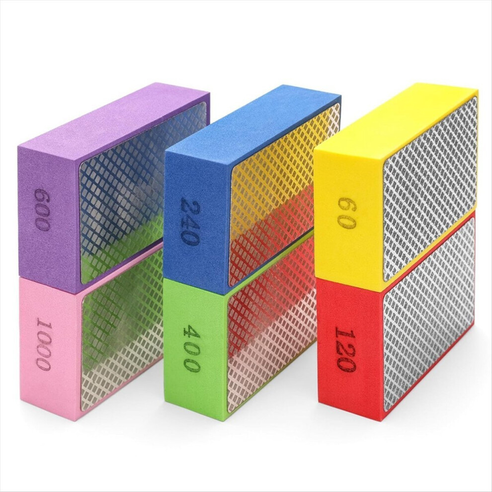 6Pcs Diamond Hand Polishing Pads, Wet & Dry Diamond Sanding Pads 60 120 240 400 600 1000 Grit 4851376232276