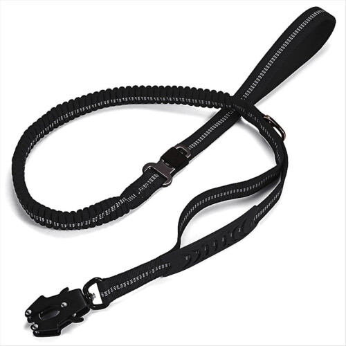 Heavy Duty Elastic Dog Leash No-Pull Dog Leash Reflective Shock-Absorbing Pet Leash Large Dog Leash Black