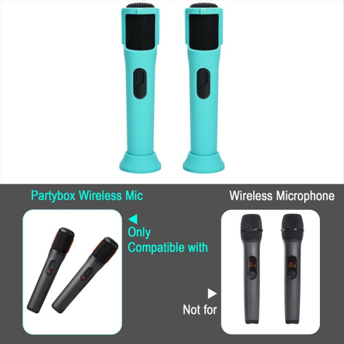 2Pcs Silicone Case for PartyBox Wireless Microphone Anti-Rolling Protective Case with Base Microphone Case Green 2