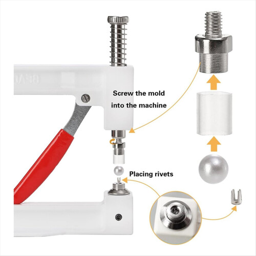 Pearl Setting Machine, Bead Rivet Fixing Machine, 5 Sizes, Hand Pearl Setting Tool Set for Hats, DIY Accessories 1
